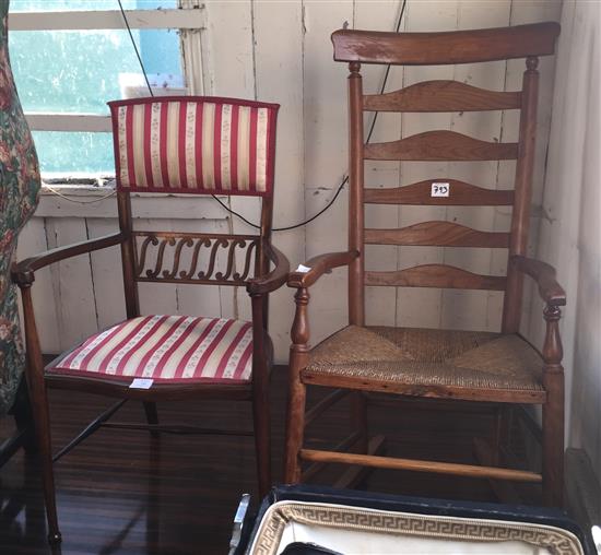 Ladderback rocking chair & elbow chair